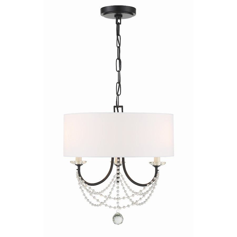 Crystorama Delilah 3 Light Mini Chandelier, Matte Black/White - DEL-90803-MK