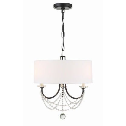 Crystorama Delilah 3 Light Mini Chandelier, Matte Black/White - DEL-90803-MK