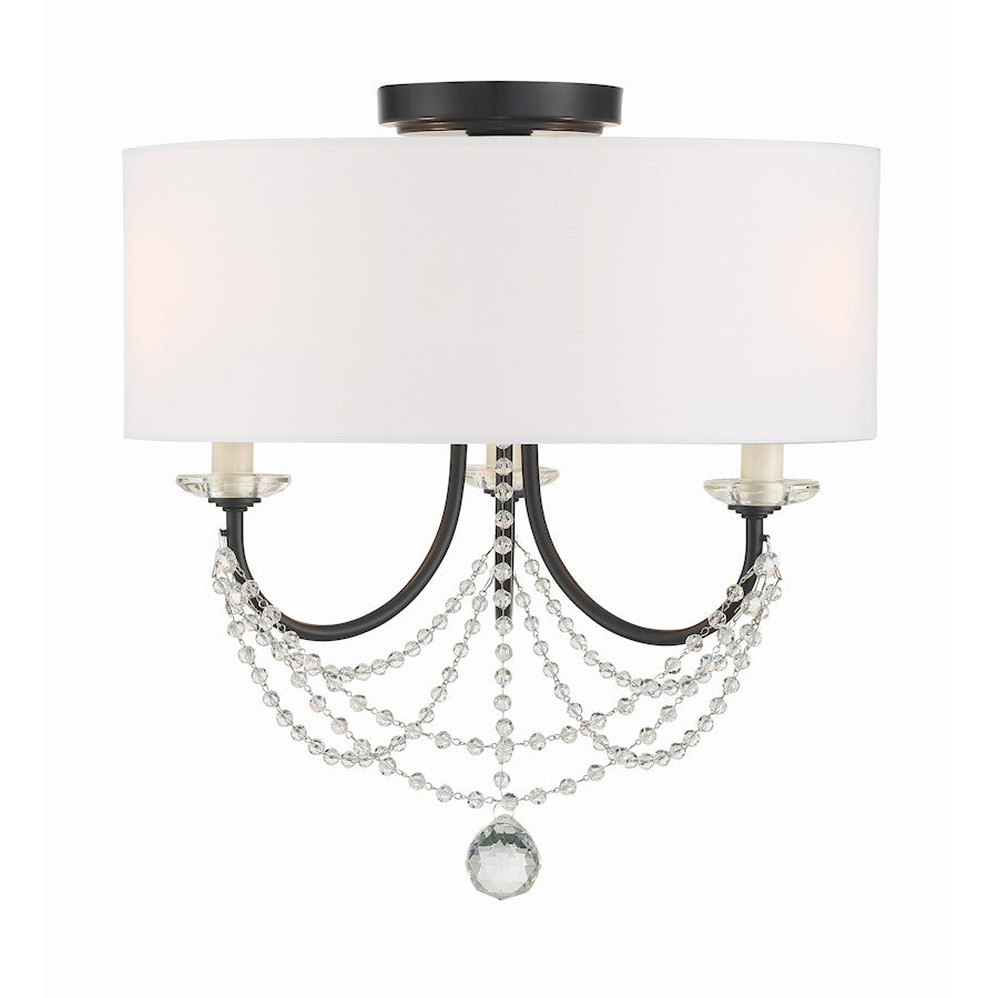 Crystorama Delilah 3 Light Semi Flush Mount, Black/White - DEL-90803-MK-CEILING