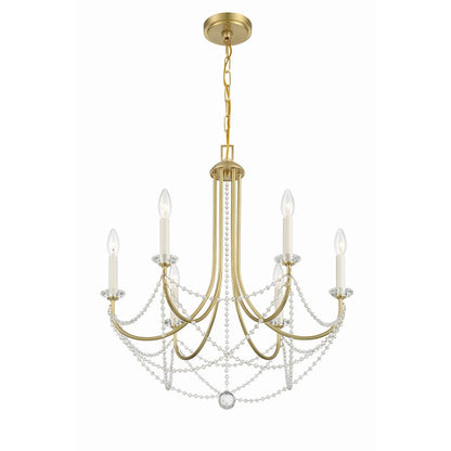 Crystorama Delilah 6 Light Chandelier, Aged Brass - DEL-90806-AG