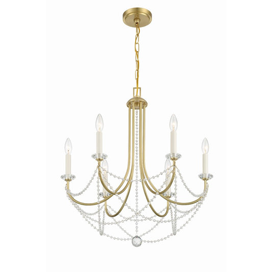 Crystorama Delilah 6 Light Chandelier, Aged Brass - DEL-90806-AG