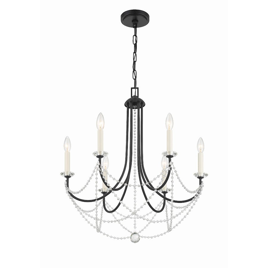 Crystorama Delilah 6 Light Chandelier, Matte Black - DEL-90806-MK