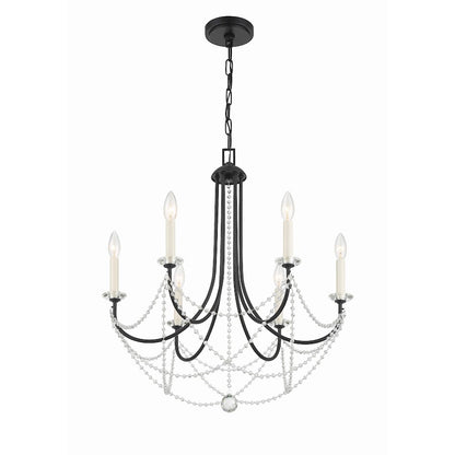 Crystorama Delilah 6 Light Chandelier, Matte Black - DEL-90806-MK