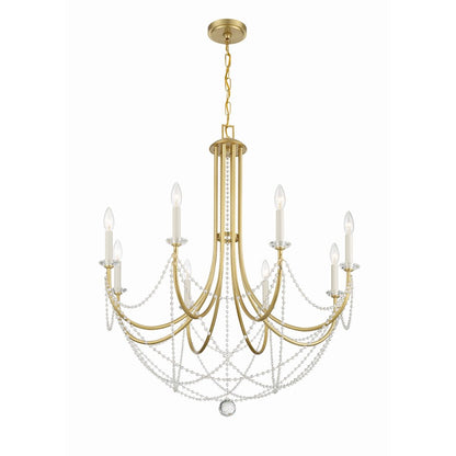 Crystorama Delilah 8 Light Chandelier, Aged Brass - DEL-90808-AG