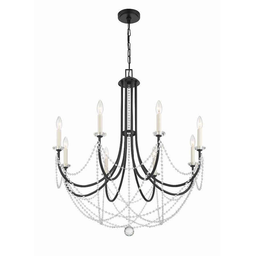 Crystorama Delilah 8 Light Chandelier, Matte Black - DEL-90808-MK