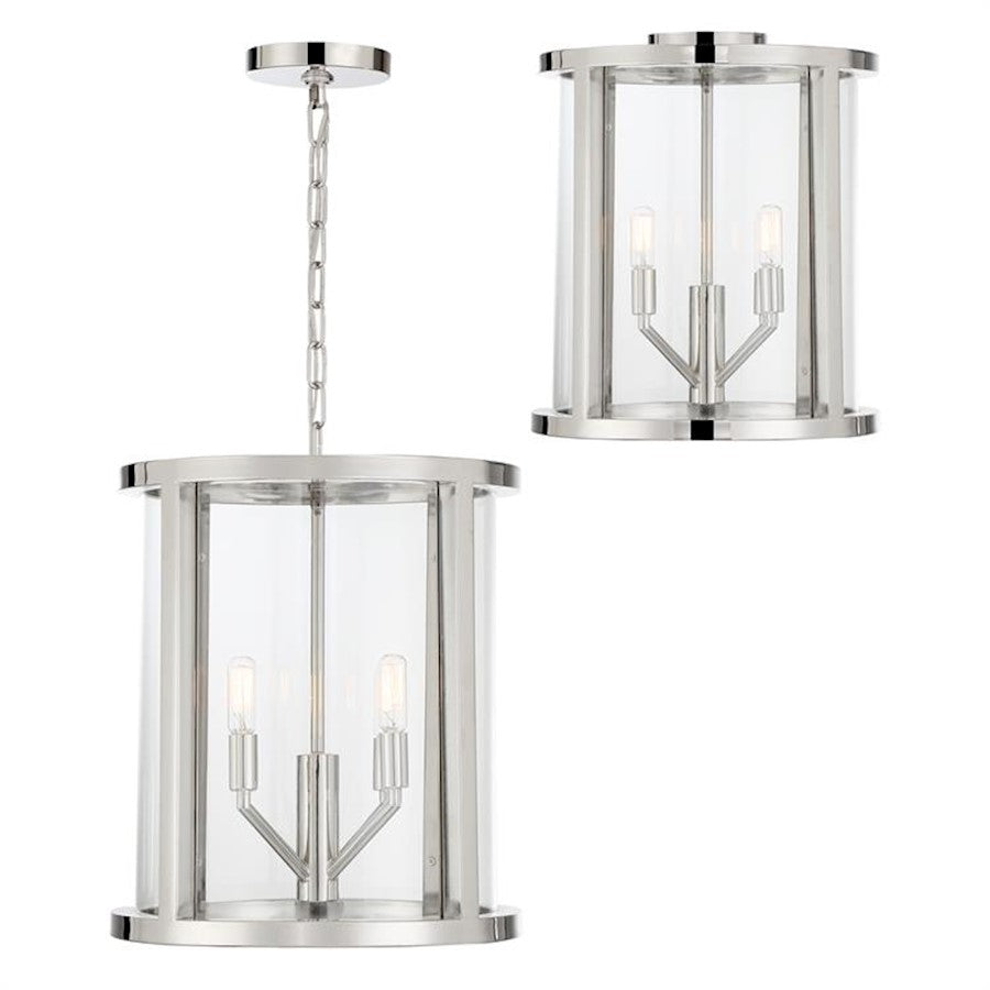 Crystorama Devon 4 Light Lantern, Polished Nickel - DEV-B8004-PN