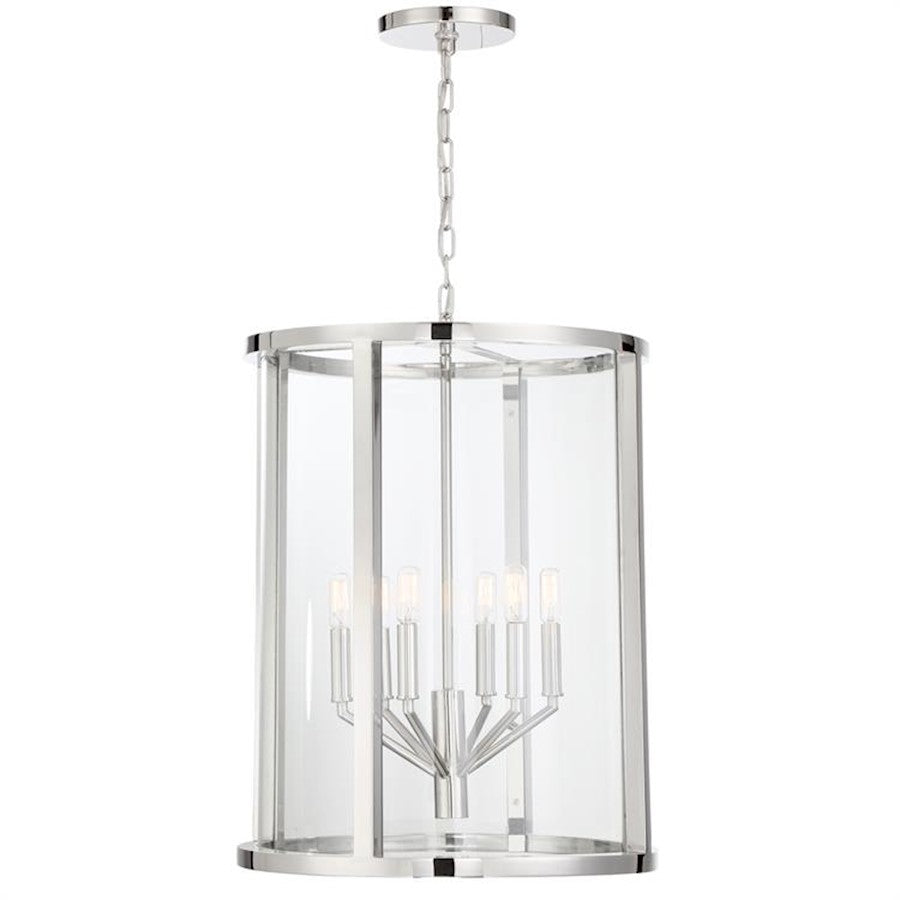 Crystorama Devon 6 Light 18" Lantern, Polished Nickel - DEV-B8006-PN