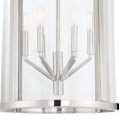 6 Light Lantern, Polished Nickel