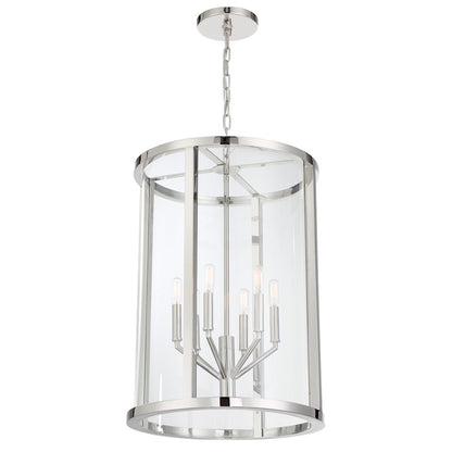 6 Light Lantern, Polished Nickel