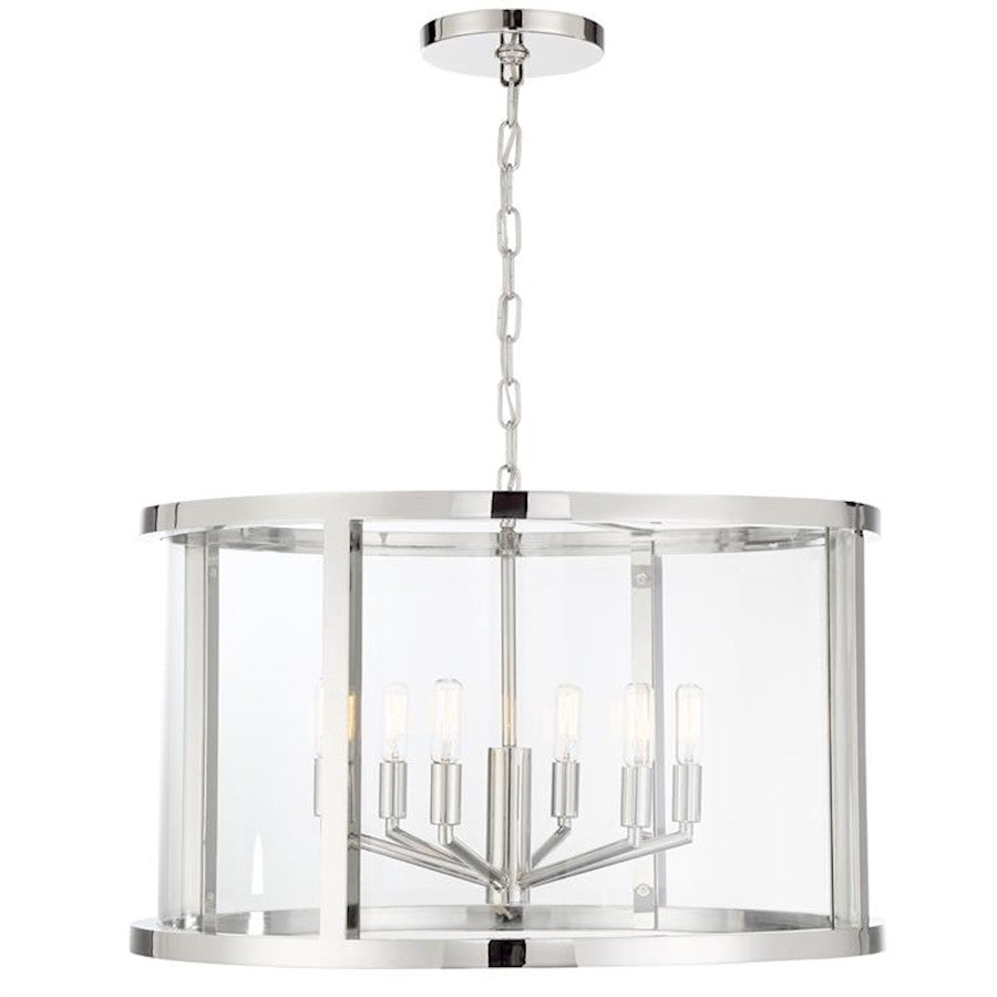 Crystorama Devon 6 Light 24" Lantern, Polished Nickel - DEV-B8066-PN