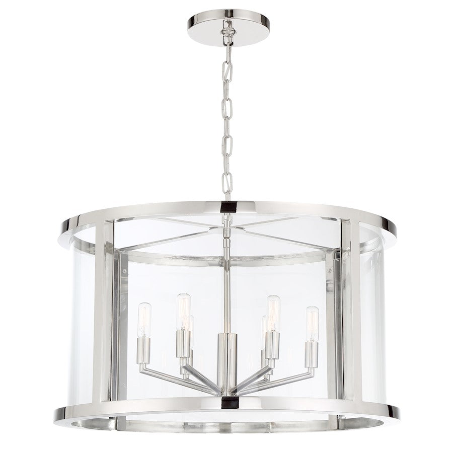 6 Light Lantern, Polished Nickel