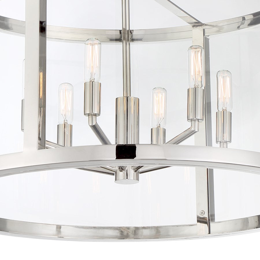 6 Light Lantern, Polished Nickel