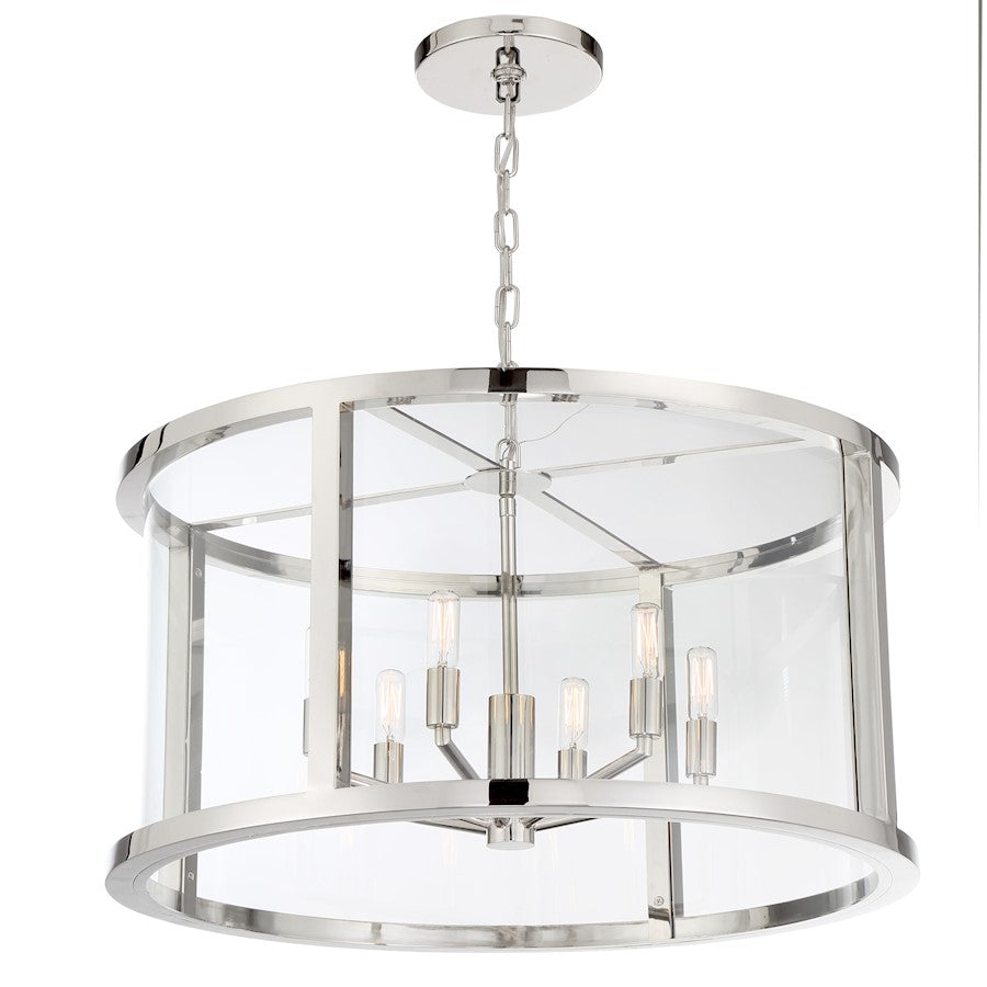 6 Light Lantern, Polished Nickel