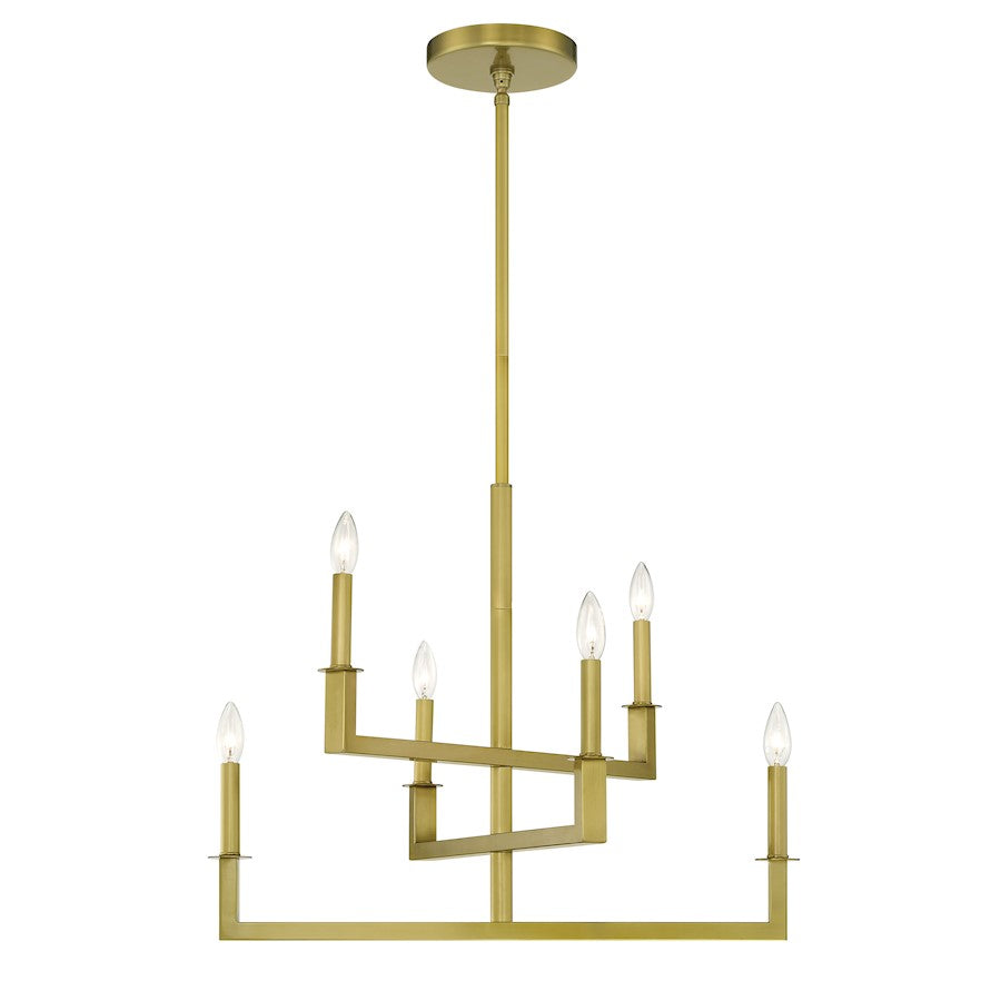 Crystorama Dante 6 Light 20" Chandelier, Aged Brass - DNT-6026-AG