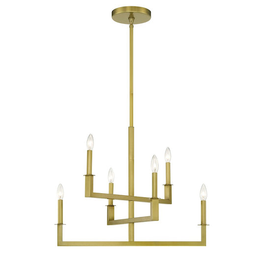 Crystorama Dante 6 Light 20" Chandelier, Aged Brass - DNT-6026-AG