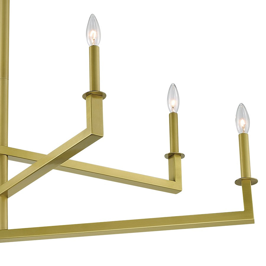 6 Light Chandelier, Aged Brass