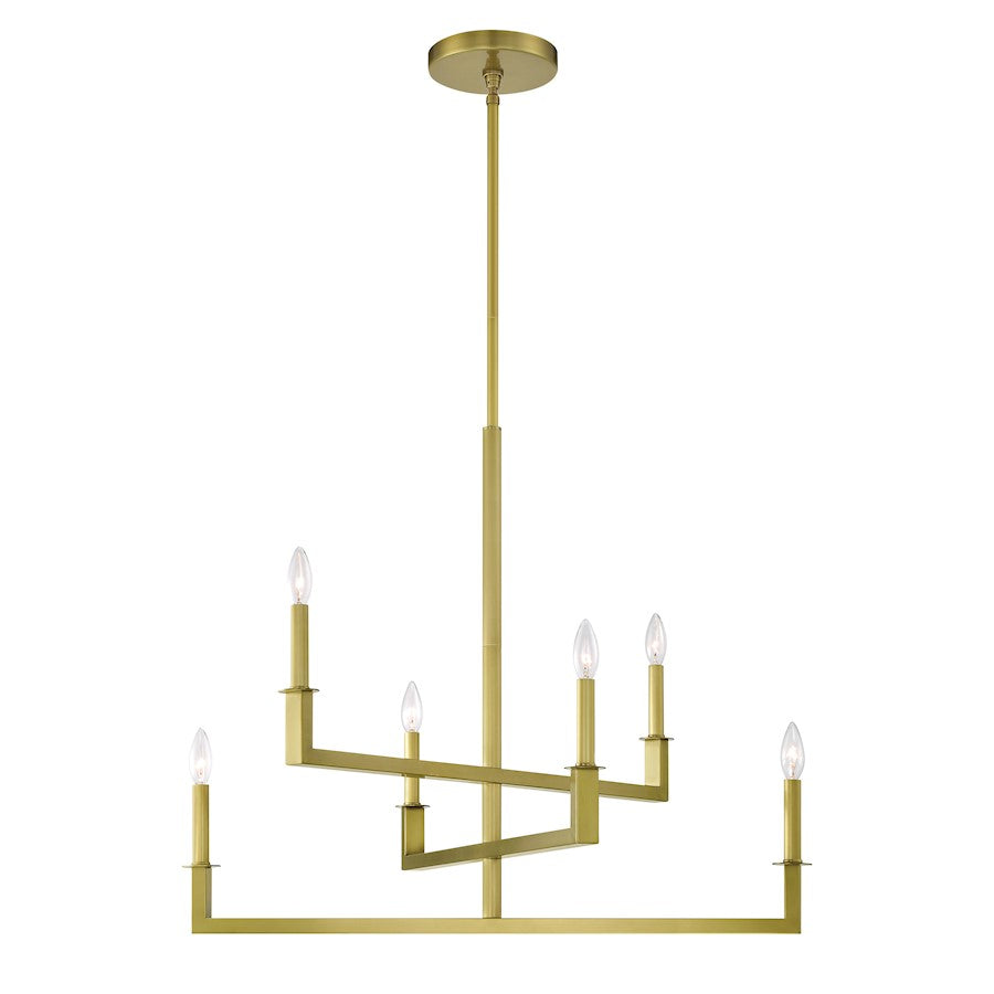 Crystorama Dante 6 Light 26" Chandelier, Aged Brass - DNT-6036-AG