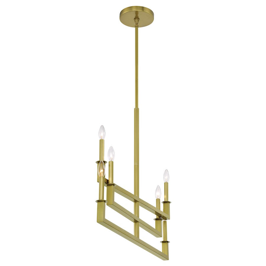 6 Light Chandelier, Aged Brass