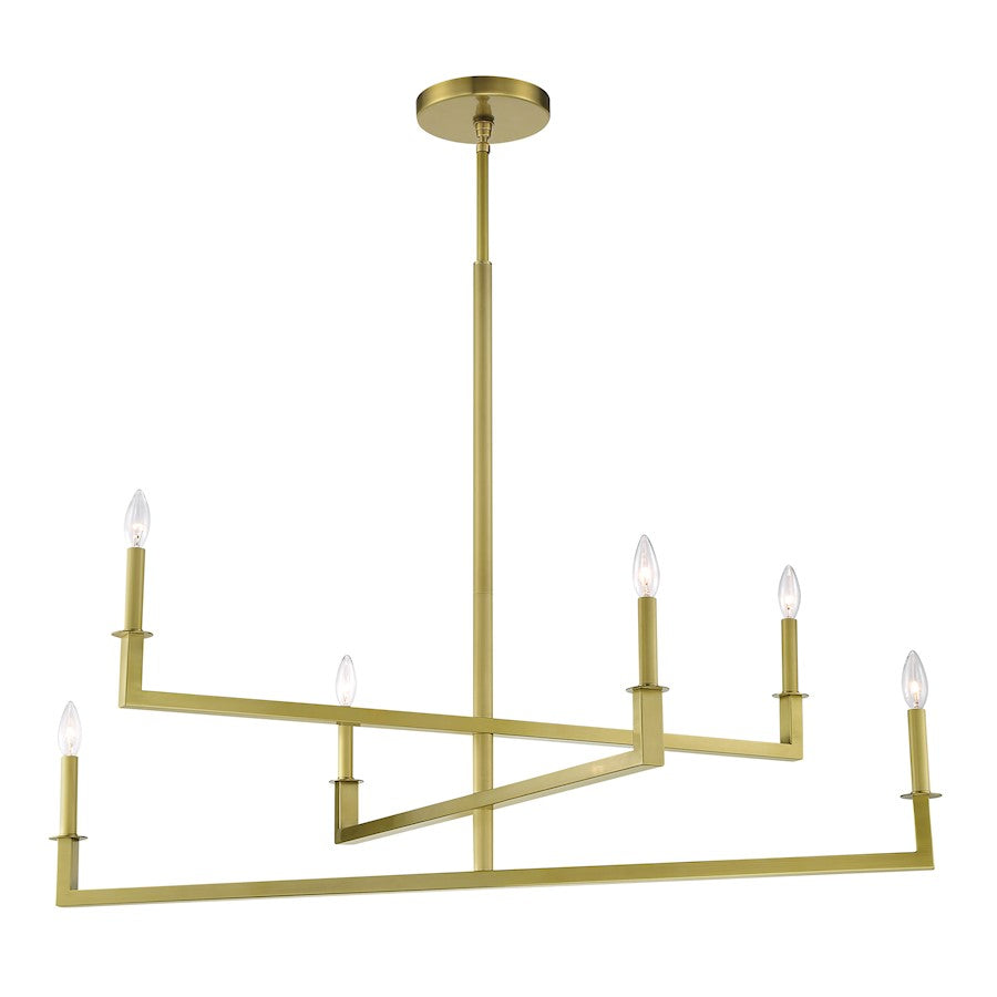 Crystorama Dante 6 Light 32" Chandelier, Aged Brass - DNT-6046-AG