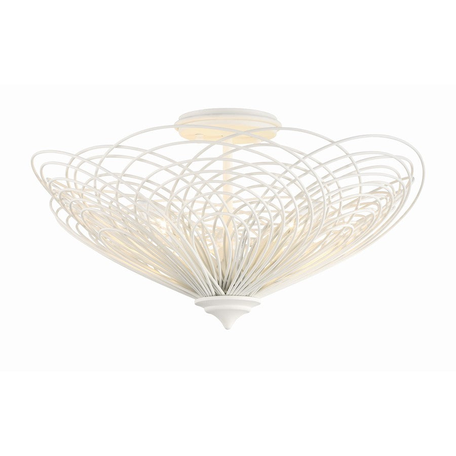 Crystorama Doral 3 Light Semi Flush Mount, Matte White - DOR-B7703-MT