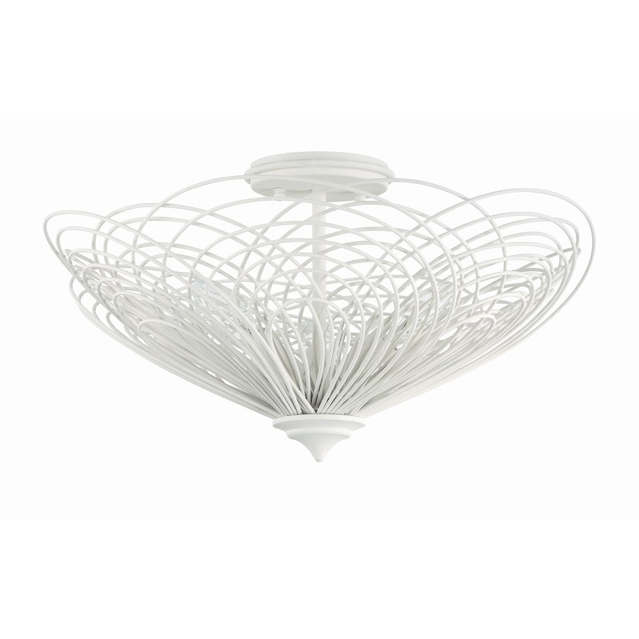 Crystorama Doral 3 Light Semi Flush Mount, Matte White