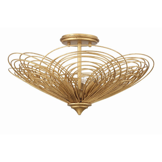 Crystorama Doral 3 Light Semi Flush Mount, Renaissance Gold - DOR-B7703-RG