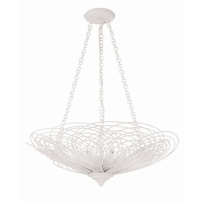 6 Light Chandelier, Matte White