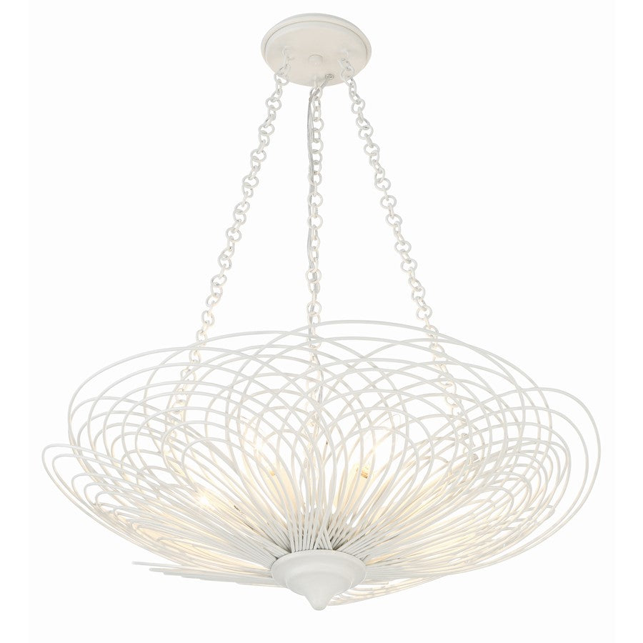 6 Light Chandelier, Matte White