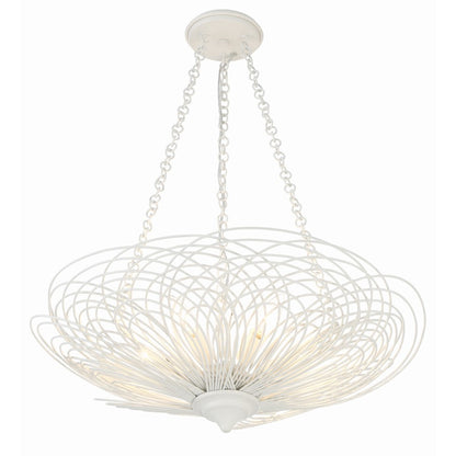 6 Light Chandelier, Matte White