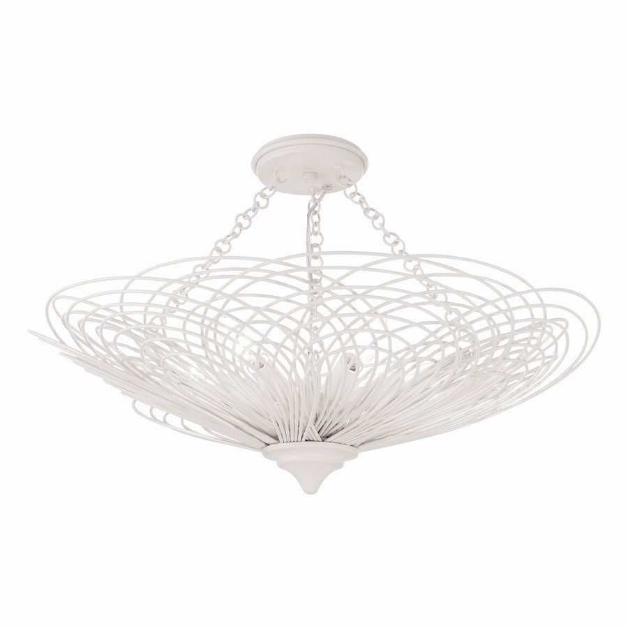 Crystorama Doral 6 Light Semi Flush Mount, Matte White - DOR-B7706-MT-CEILING