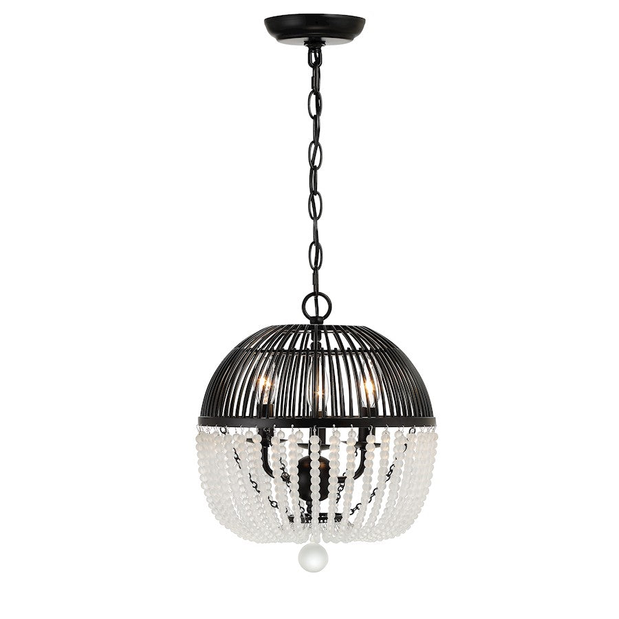 Crystorama Duval 3 Light Mini Chandelier, Matte Black - DUV-623-MK