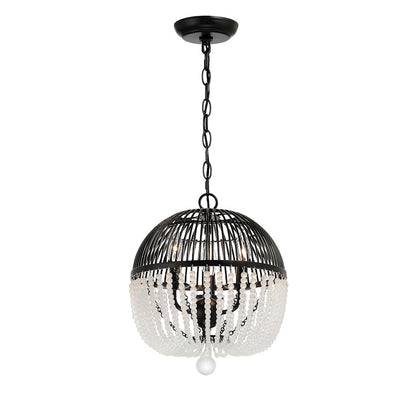 3 Light Mini Chandelier, Matte Black