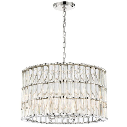 Crystorama Elliot 6 Light Chandelier, Polished Nickel - ELL-B3006-PN