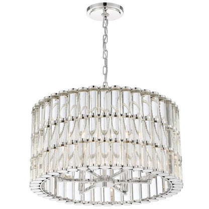 6 Light Chandelier, Polished Nickel