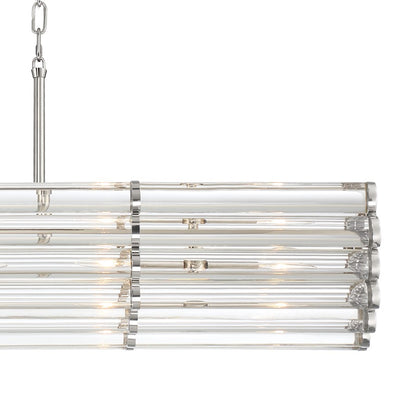 6 Light Linear Chandelier, Polished Nickel