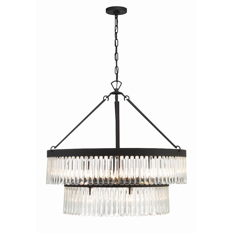 9 Light Chandelier, Black Forged