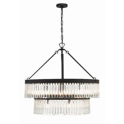 9 Light Chandelier, Black Forged