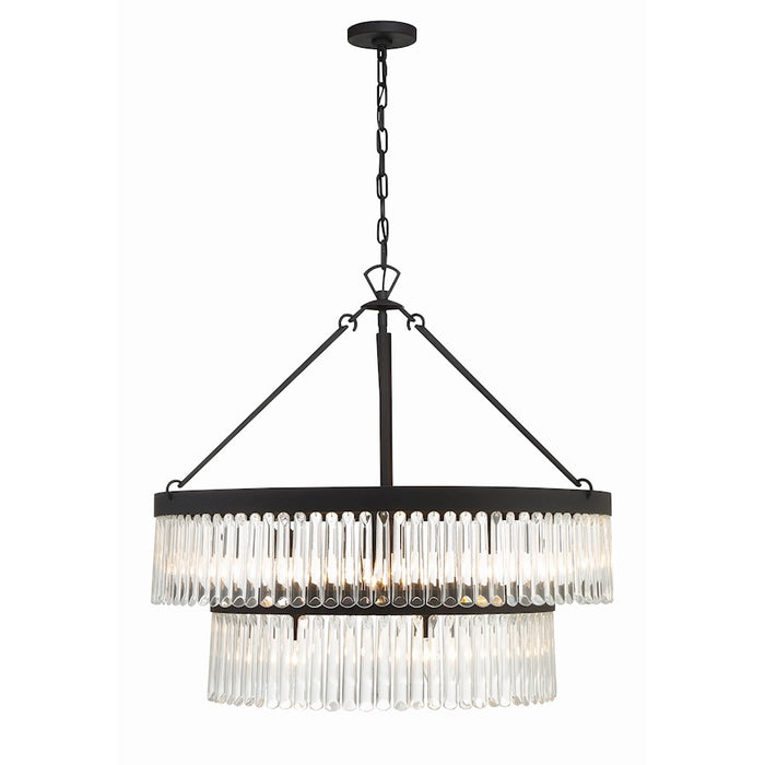 Crystorama Emory 9 Light Chandelier, Black Forged/Clear Glass