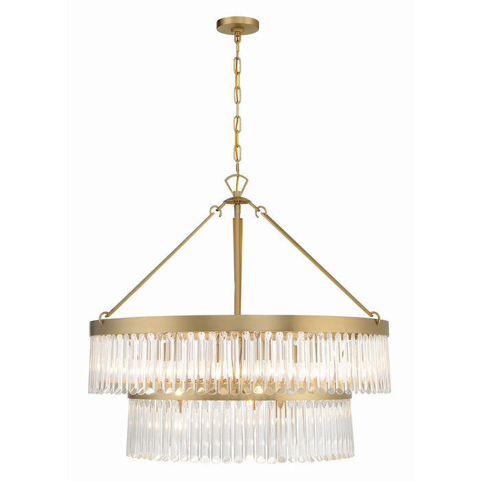 Crystorama Emory 9 Light Chandelier, Modern Gold/Clear Glass