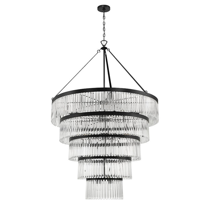 Crystorama Emory 30 Light Chandelier, Black/Clear Glass