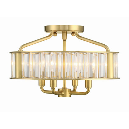 Crystorama Farris 4 Light Flush Mount, Aged Brass