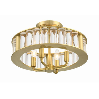 Crystorama Farris 4 Light Flush Mount, Aged Brass