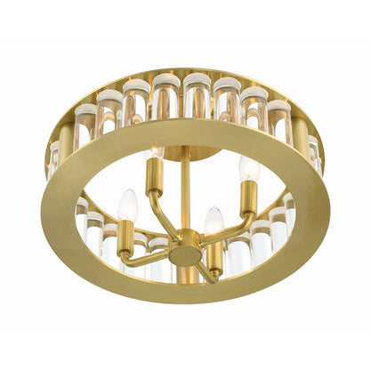 Crystorama Farris 4 Light Flush Mount, Aged Brass