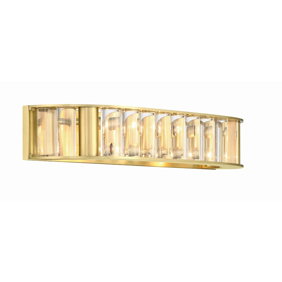 4 Light Bathroom Vanity Light, Aged Brass