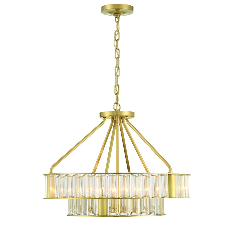 Crystorama Farris 6 Light Chandelier, Aged Brass - FAR-6006-AG