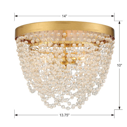 Crystorama Fiona 3 Light Ceiling Mount, Antique Gold