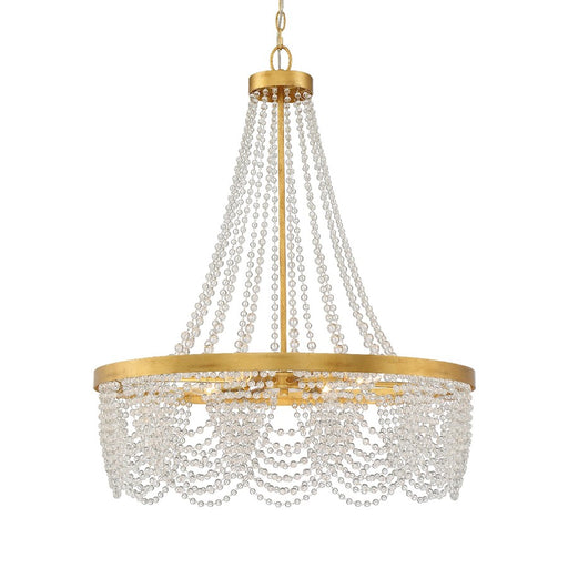 Crystorama Fiona 4 Light Chandelier, Antique Gold with Beads - FIO-A9104-GA-CL