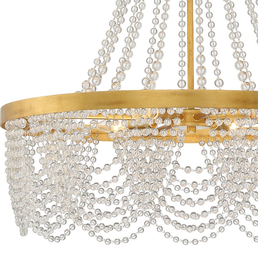 4 Light Chandelier, Antique Gold with Beads