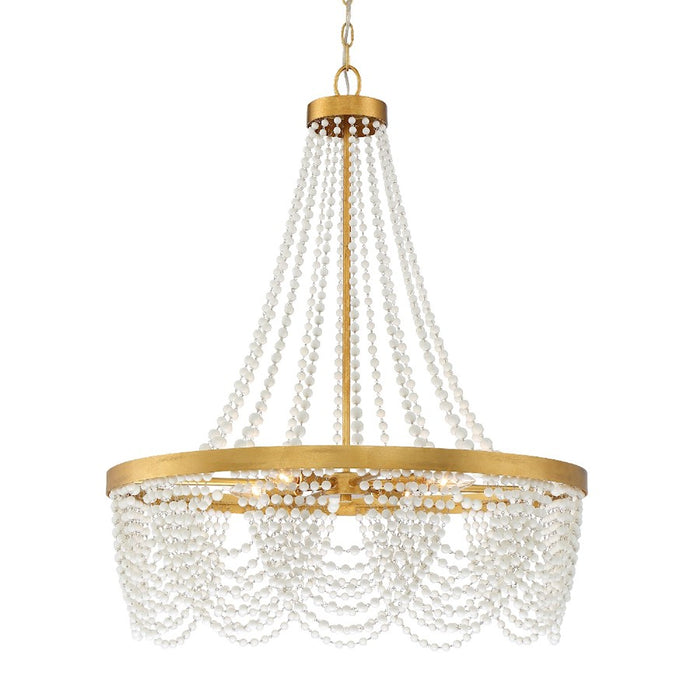 Crystorama Fiona 4 Light Chandelier, Antique Gold/White Beads - FIO-A9104-GA-WH