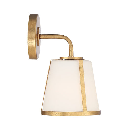 Crystorama Fulton 1 Light Wall Sconce, Antique Gold/White - FUL-911-GA